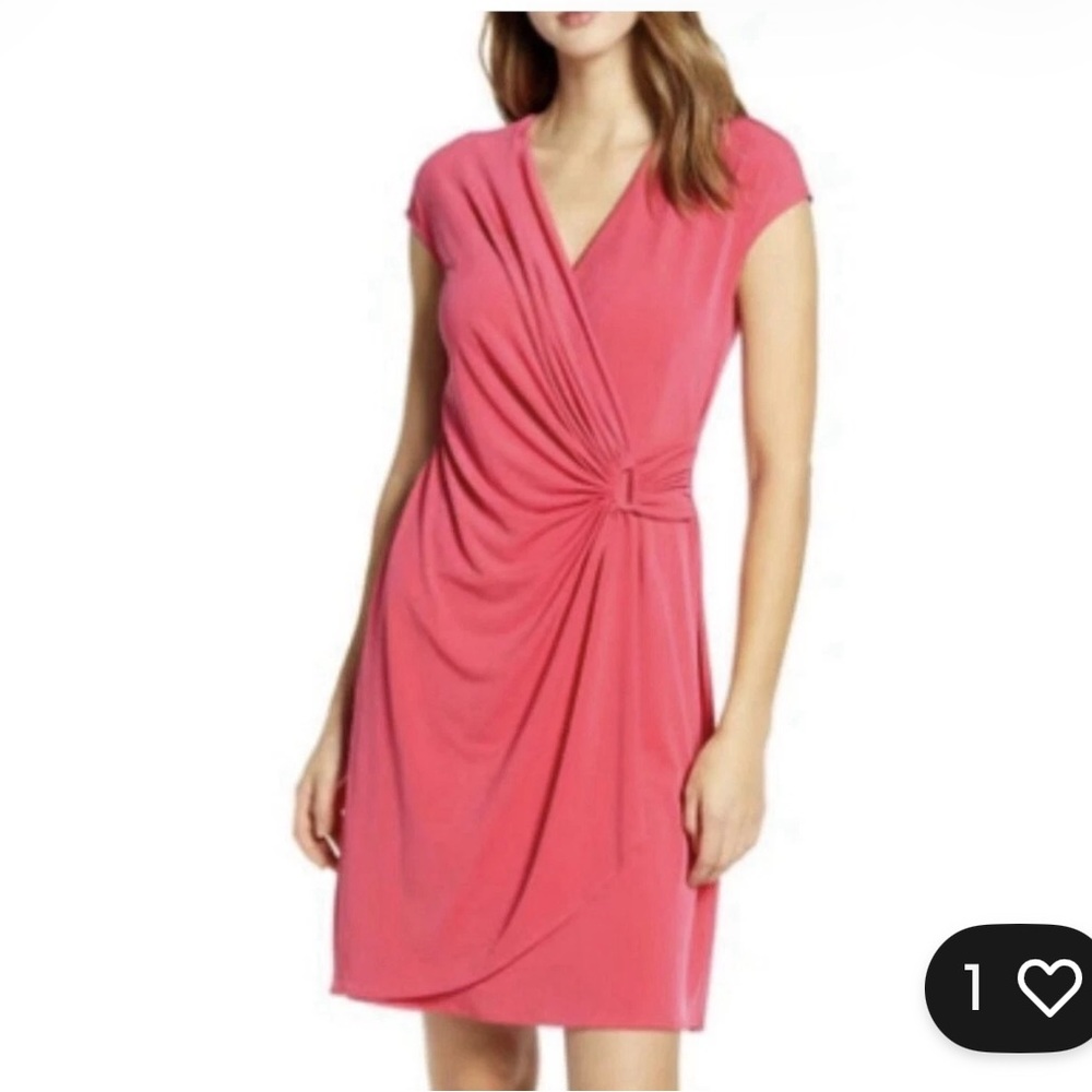 Tommy Bahama Coral Pink Knot-Front Jersey Dress